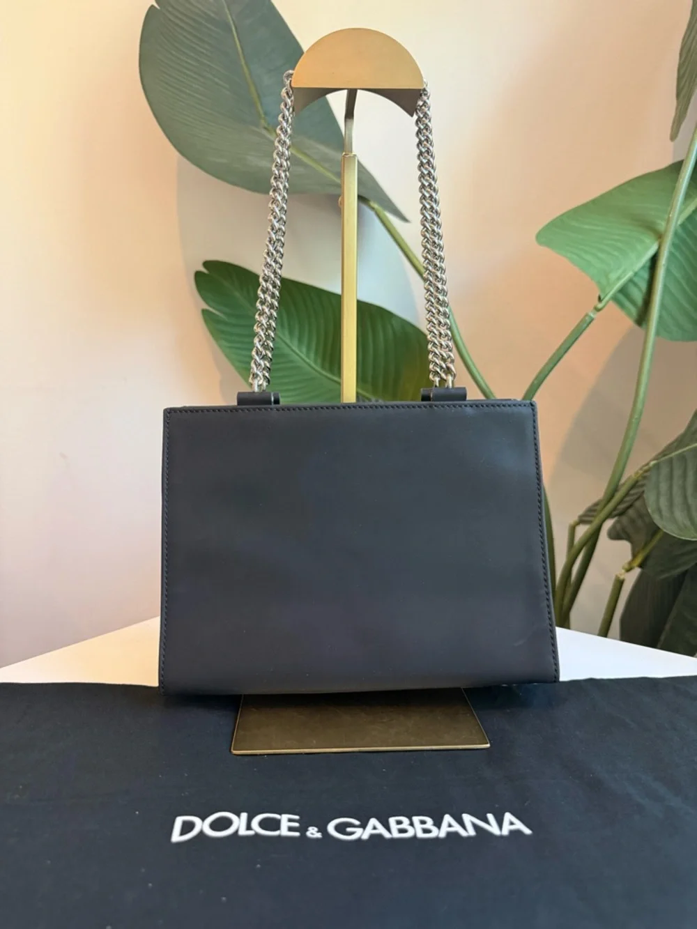 F/W 1995 Dolce & Gabbana Runway ID Bar Logo Chain Black Nylon Shoulder Bag - Picture 6 of 11